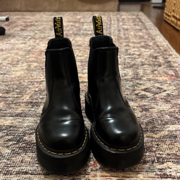 2976 Smooth Leather Platform Chelsea Boots in Black - Picture 1 of 5